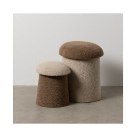 Puff Marrone Beige Legno MDF 40 x 40 x 48 cm (2 Unità)
