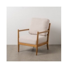 Poltrona Beige Naturale Legno d'albero della gomma Legno MDF Foam 100 % poliestere 65 x 71 x 88 cm