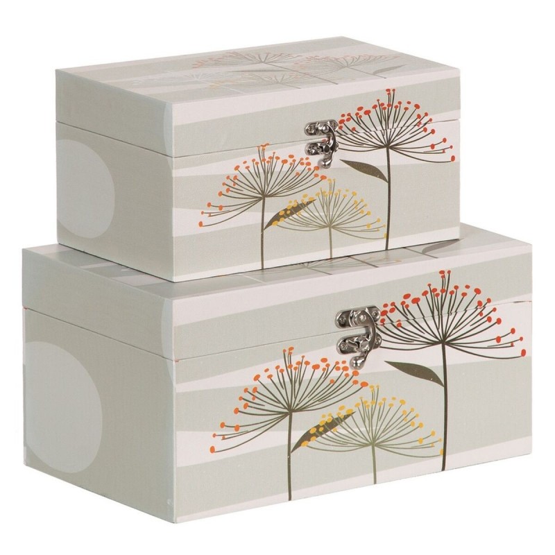 Scatola Decorativa PVC Tela Carta DMF Fiori 30 x 18 x 15 cm (2 Pezzi)