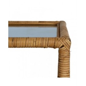 Tavolino da Caffè Beige Cristallo Rattan 90 x 40 x 42 cm