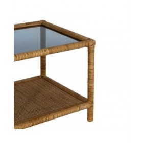 Tavolino da Caffè Beige Cristallo Rattan 90 x 40 x 42 cm