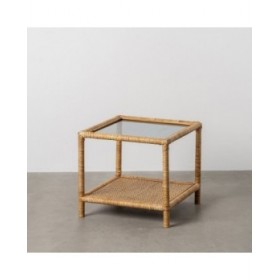 Tavolo aggiuntivo Beige Cristallo Rattan 50 x 50 x 45 cm