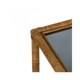 Tavolo aggiuntivo Beige Cristallo Rattan 50 x 50 x 45 cm