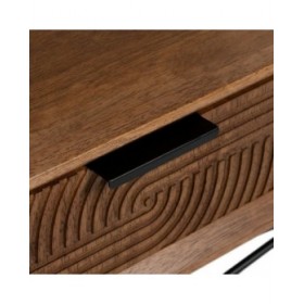 Tavolino da Caffè LAGOM Nero Naturale Ferro Legno d'albero della gomma 120 x 60 x 40 cm