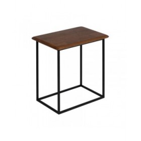 Tavolo aggiuntivo LAGOM Nero Naturale Ferro Legno d'albero della gomma 60 x 40 x 60 cm 50 x 35 x 53 cm 2 Pezzi (2 Unità)