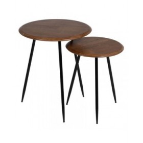 Tavolo aggiuntivo LAGOM Nero Beige Ferro Legno d'albero della gomma 50 x 50 x 60 cm