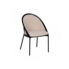 Sedia da Sala da Pranzo Nero Beige 54 x 47,5 x 82,3 cm
