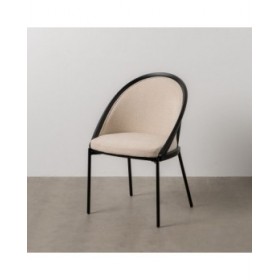 Sedia da Sala da Pranzo Nero Beige 54 x 47,5 x 82,3 cm