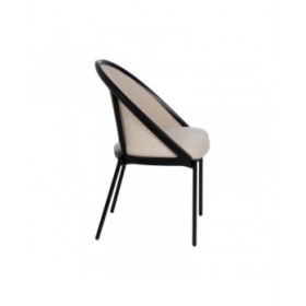 Sedia da Sala da Pranzo Nero Beige 54 x 47,5 x 82,3 cm