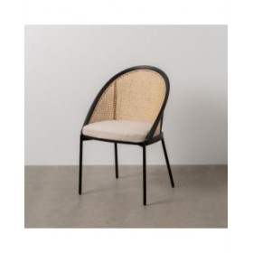 Sedia da Sala da Pranzo Nero Naturale 54 x 49 x 82,3 cm