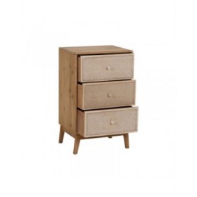 Comodino GEREL Naturale Legno di abete Legno MDF Fibra naturale 46 x 37 x 76 cm