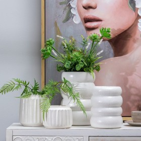 Vaso Ceramica 16 x 16 x 16 cm Bianco