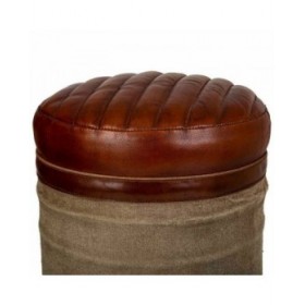 Sgabello Alexandra House Living Tela Pelle Ferro 30 x 45 x 30 cm
