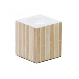 Portacandele Beige Bambù Legno MDF 10,5 x 10,5 x 10,5 cm