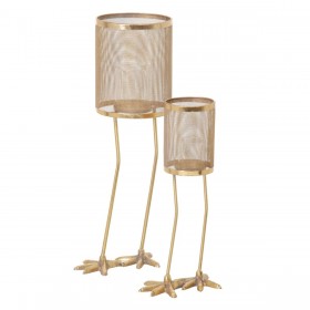 Portacandele 25,5 x 20 x 68,5 cm Dorato Metallo