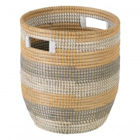 Set di Cesti 38 x 38 x 50 cm Naturale Grigio Fibra naturale (2 Pezzi)
