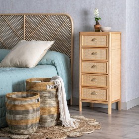 Set di Cesti 38 x 38 x 50 cm Naturale Grigio Fibra naturale (2 Pezzi)