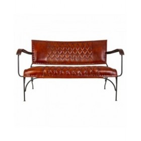 Panca Alexandra House Living Pelle Ferro Legno di mango 71 x 76 x 127 cm
