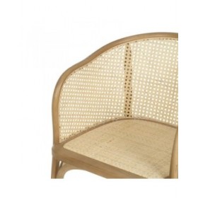 Sedia da Sala da Pranzo Naturale Legno Rattan 56 X 58 X 77 CM