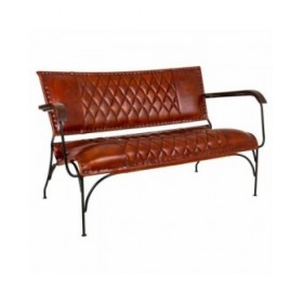 Panca Alexandra House Living Pelle Ferro Legno di mango 71 x 76 x 127 cm