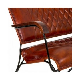 Panca Alexandra House Living Pelle Ferro Legno di mango 71 x 76 x 127 cm