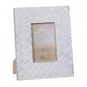 Portafoto 2 Pezzi 20,5 x 1,5 x 25 cm Bianco Legno di mango