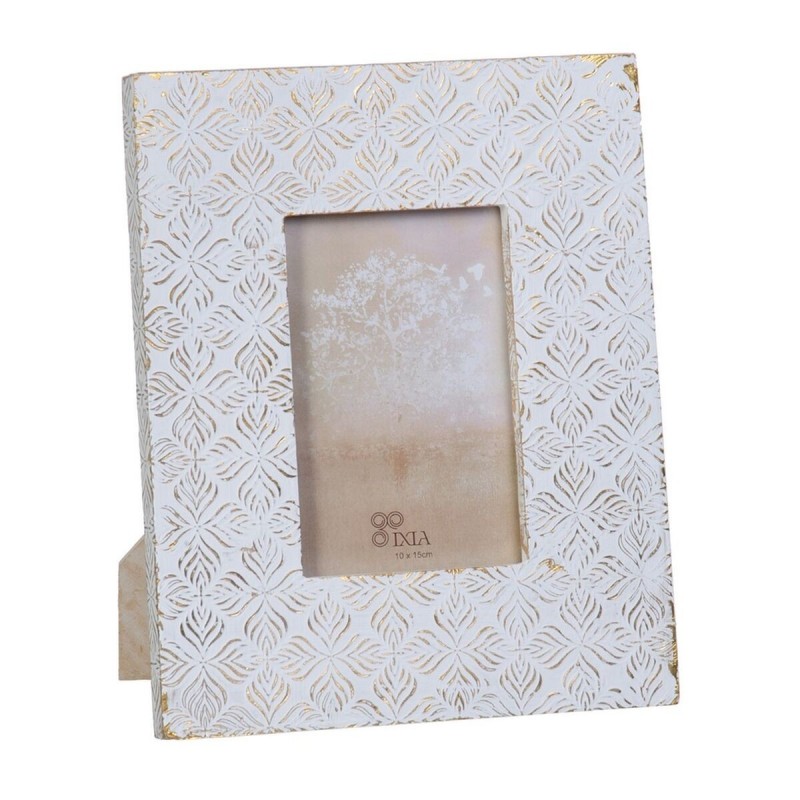 Portafoto 2 Pezzi 20,5 x 1,5 x 25 cm Bianco Legno di mango