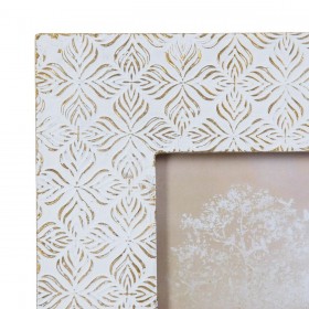 Portafoto 2 Pezzi 20,5 x 1,5 x 25 cm Bianco Legno di mango
