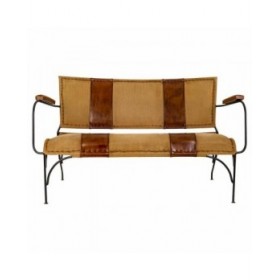 Panca Alexandra House Living Pelle Ferro Legno di mango 71 x 76 x 127 cm