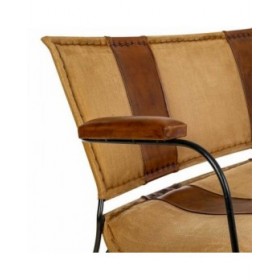 Panca Alexandra House Living Pelle Ferro Legno di mango 71 x 76 x 127 cm
