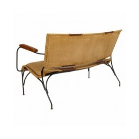 Panca Alexandra House Living Pelle Ferro Legno di mango 71 x 76 x 127 cm
