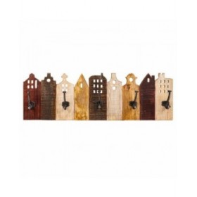 Appendiabiti da parete Alexandra House Living Ferro Legno di mango Case 10 x 25 x 81 cm