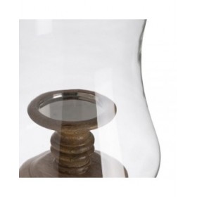 Portacandele Naturale Legno Cristallo 20 x 20 x 76 cm