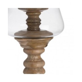 Portacandele Naturale Legno Cristallo 20 x 20 x 76 cm