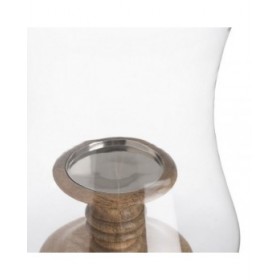 Portacandele Naturale Legno Cristallo 20 x 20 x 57 cm