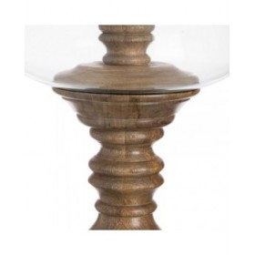 Portacandele Naturale Legno Cristallo 20 x 20 x 57 cm