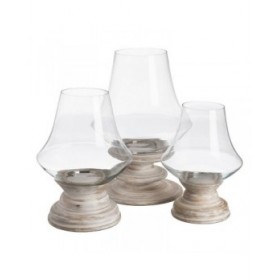 Portacandele Bianco Legno Cristallo 28 x 28 x 38 cm