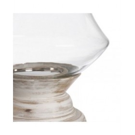 Portacandele Bianco Legno Cristallo 28 x 28 x 38 cm
