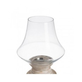 Portacandele Bianco Legno Cristallo 23 x 23 x 34 cm
