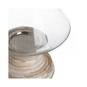 Portacandele Bianco Legno Cristallo 23 x 23 x 34 cm