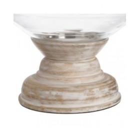 Portacandele Bianco Legno Cristallo 23 x 23 x 34 cm