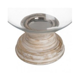 Portacandele Bianco Legno Cristallo 23 x 23 x 34 cm