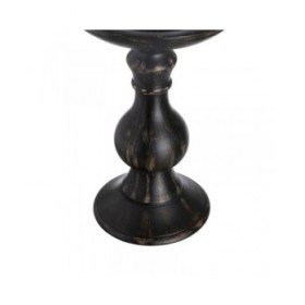Portacandele Nero Legno Cristallo 18 x 18 x 47 cm