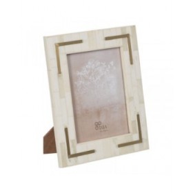 Cornice Portafoto Crema Dorato Resina Rame 15 x 20 cm 22 x 1,5 x 27 cm