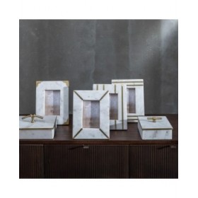 Cornice Portafoto Bianco Dorato Rame Marmo 10 x 15 cm 19 x 1,5 x 24 cm