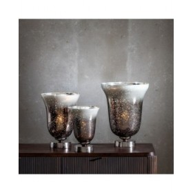 Vaso Argentato Alluminio Cristallo 25 x 25 x 33 cm