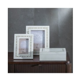 Scatola Decorativa Crema Dorato Resina Rame 23 x 15 x 8 cm