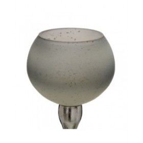 Portacandele Grigio Argentato Alluminio Cristallo 11 x 11 x 56 cm