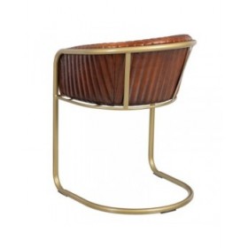 Sedia da Sala da Pranzo Marrone Dorato Pelle Ferro 55 x 53 x 74 cm