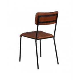 Sedia da Sala da Pranzo Marrone Nero Pelle Ferro 45 x 53 x 86 cm